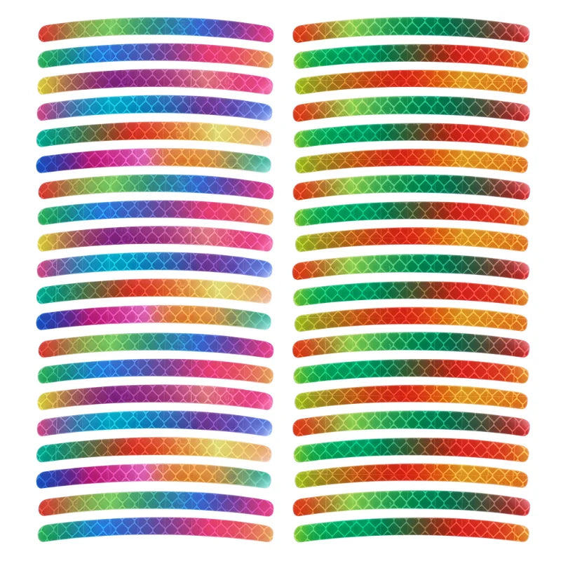 20Pcs Colorful Car Wheel Hub Reflectors Stickers Motorcycle Bike Tire Universal Night Reflective Warning Decals Auto Accessories