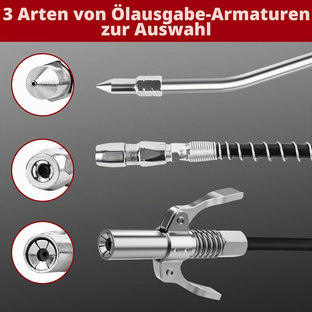 Fettpresse Set 8000 PSI Fettpresse Für Schmiernippel Mit Flexschlauch Und Fettpresse Mundstück, Einhand Fettpresse Für 400G Kartuschen Schmierpressen Manuelle Fettpresse Mit Pistolengriff- Rot