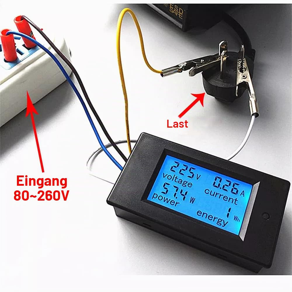 KETOTEK Digital Amperemeter Voltmeter AC 80~260V 20A, Volt Ampere Watt Kwh