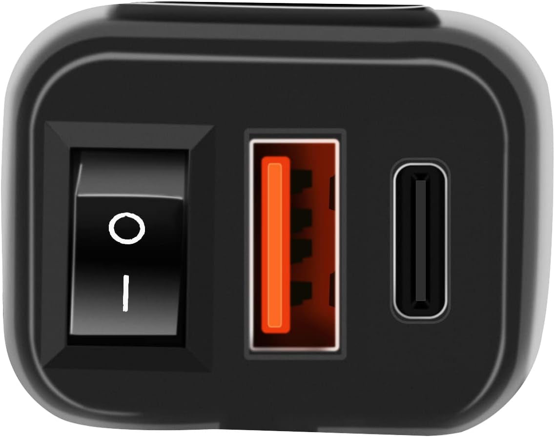 12V USB Steckdose Auto Ladegerät Mit Schalter, Auto USB Ladegerät KFZ QC3.0 PD Type C Mit Switch, KFZ Ladegerätusb C Wasserdicht Für Wohnmobil Motorrad Boot Yacht (Blau)