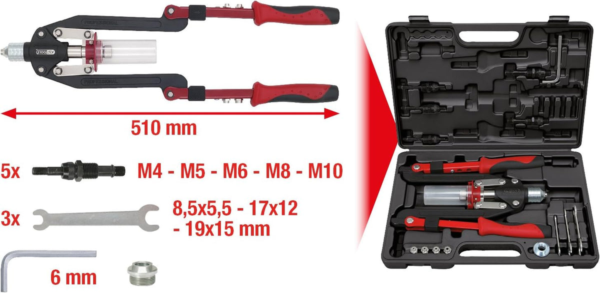 KS Tools 150.9630 Universal-Nietzangen-Satz, 17-Tlg