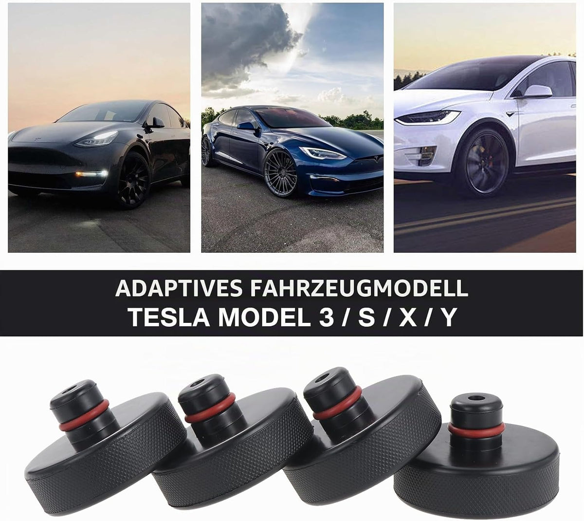 4 ST Gummiauflage Wagenheber Für Tesla Model 3/Y/X/S, Wagenheber Gummiauflage Kompatibel Mit Tesla Model Y 3 S X, Gummi Jack Pad Für Tesla, Jack Lift Pad, Hebepunkte Jack Pad Werkzeug Chassis